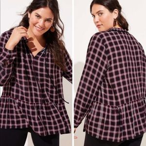 Loft plaid peplum blouse